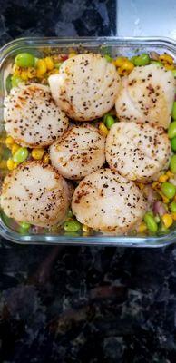 Edamame roasted corn & scallops