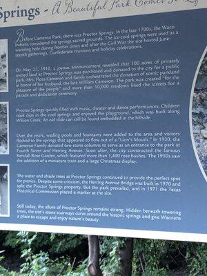 Info about the park. It was here before Cameron park.