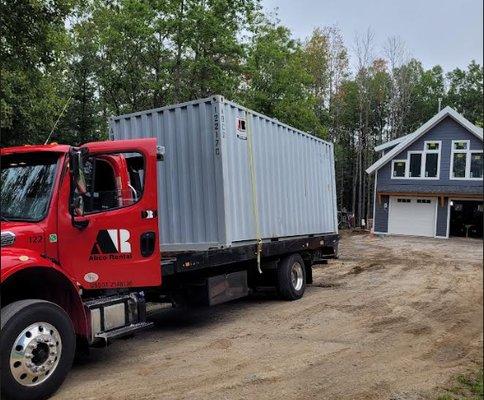 20 ft container rental picked up in Freeport, Maine. This 20 ft storage container was rented to for tool storage for new gara...