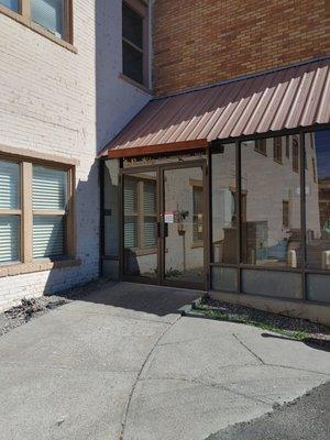 The back door to my building. This entrance is where the elevator is located.