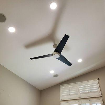 4 Led Recessed lights, and 1 ceiling fan installation