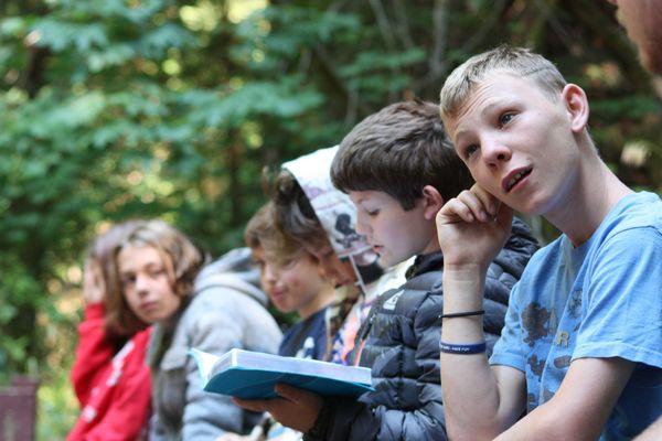 Campers during a bible study.