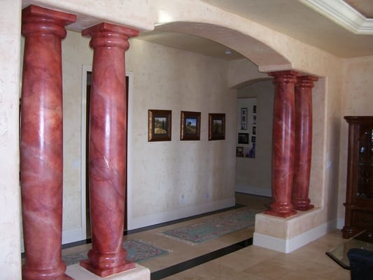 Columns to match inset stone in dining room area