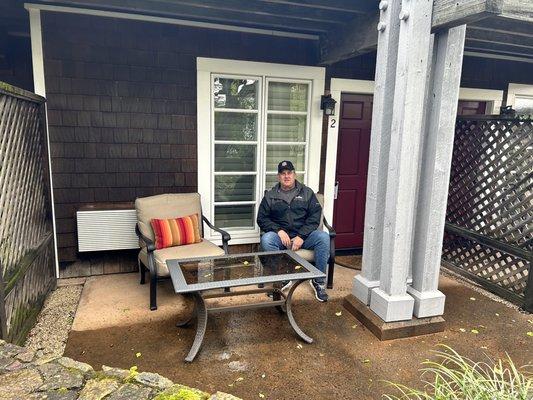 Cute little porch outside our room.