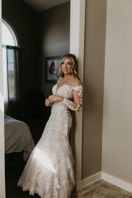 A gorgeous custom Casablanca gown designed by our beautiful bride Kaleigh.