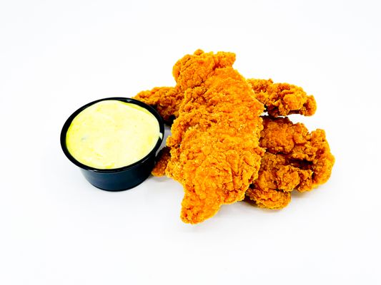 Crispy Hot Chicken Tenders. 
Choose Your Spice Level... 
Plain | Mild | Hot (Nashville) or Spicy BBQ