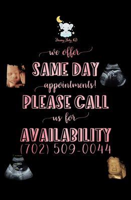 Call us today for availability or book online at dreamultrasound.com for 10% off!