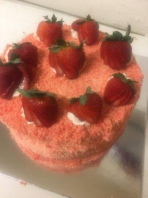 Strawberry shortcake with cream cheese in the center