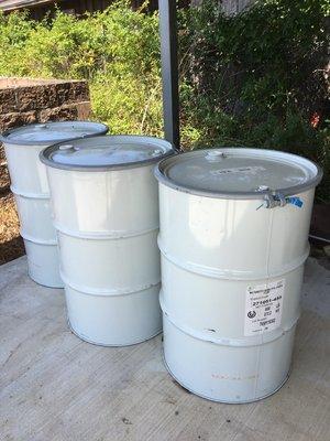 Metal 55 gallon barrels with lids, food grade