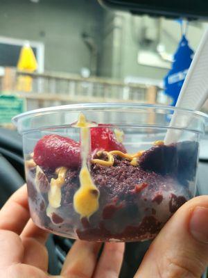 Half filled acai bowl