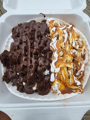 Fudge Brownie and Cinnabon Side by Side