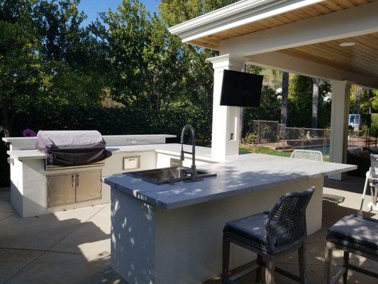 BBQ countertops  in quartsite natural slab materials located in Agoura Hills