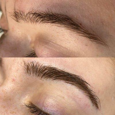 Before and after of microblading