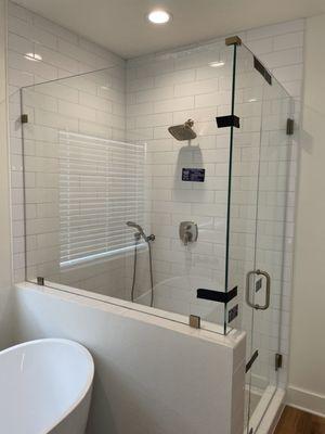 Shower with new frameless glass