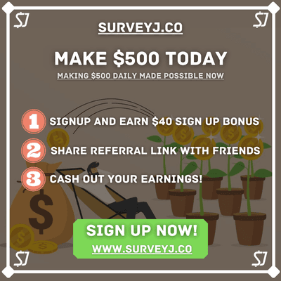 Get $40 Just for joining! Follow this Link  in my bio. https://ref.surveyj.co/5kperday