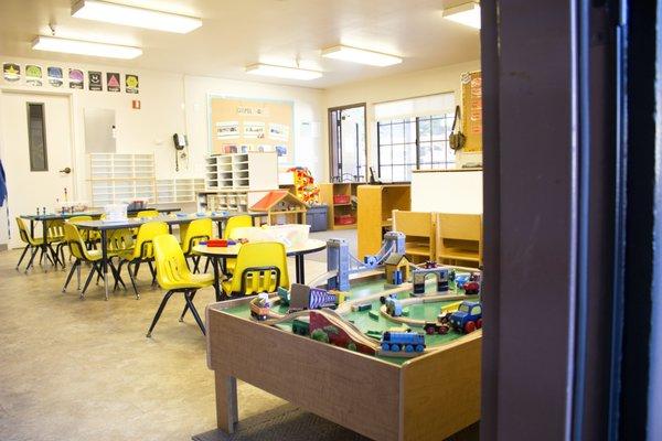 One of our seven classrooms with tons of fun toys for our little ones to play with! We switch our toys every other month!