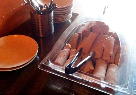 Lunch buffet injera. Kind of cold.