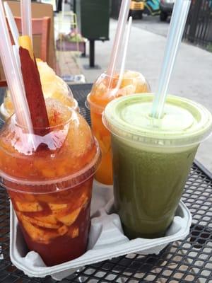 Diablitos y Mangoneadas and some green healthy drink