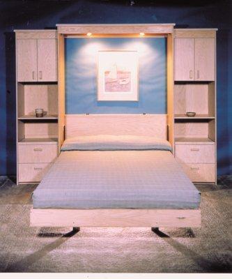 Murphy bed built using the Create-A-Bed Mechanism and instructions. Wood not included.