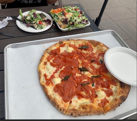 Salad and Pepperoni Pizza. So good. Salad could use a little more dressing.