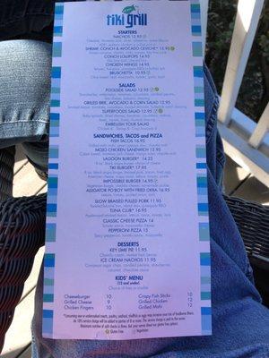 Tiki Grill Menu