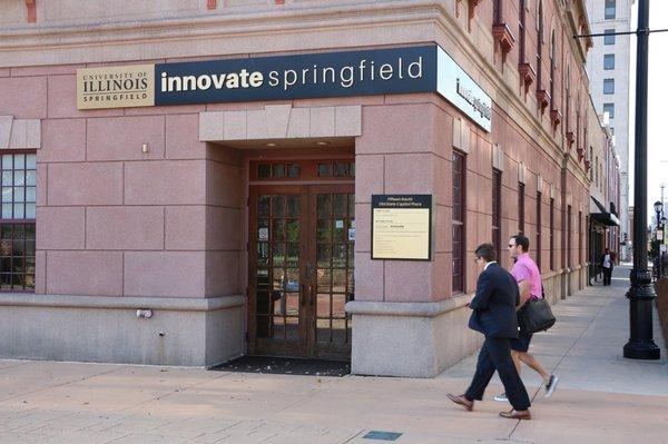 Innovate Springfield Entrance on Old State Capitol Plaza in Downtown Springfield