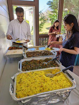 Peri Peri Catering caters Indian food. This was at a pellikoduku wedding event at a residence.