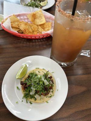 pastor taco and michelada