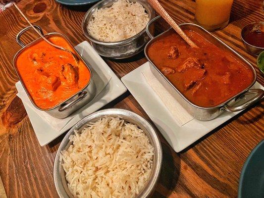 Chicken Korma and Lamb Kashmiri