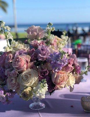 Tiffany set up the centerpieces I ordered from Dellables on the reception tables when they were delivered.