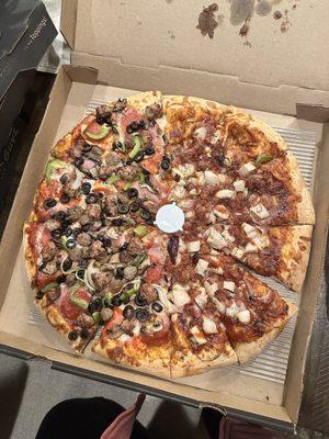 Pizza Guys Combo (left) and Texas BBQ (right)