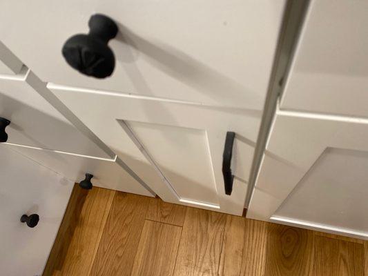 Misaligned cabinet and drawer