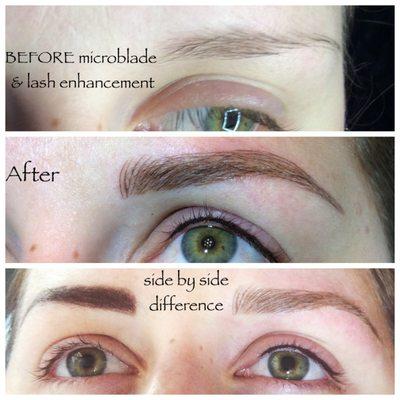 Aug 2016 permanent eyebrows Microblading and sultry eyelash enhancement - rich black onyx is deposited between the lashes - result are A1!