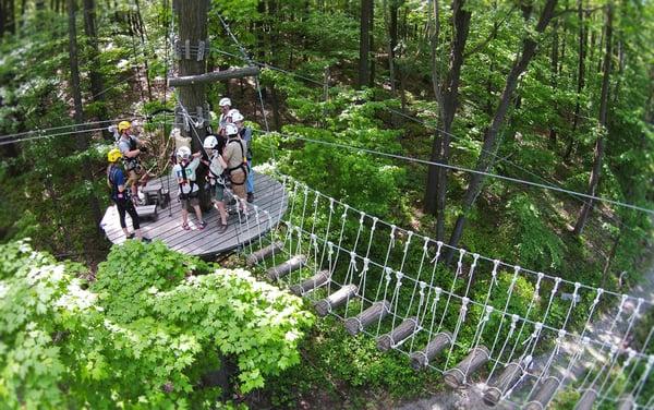 Group transitioning onto our sky-bridge.