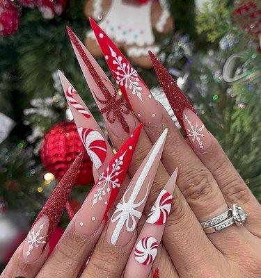 Christmas done by Amy hair and nails spa team Call us at 425-666-1084 make appointment  Walk-ins are welcome