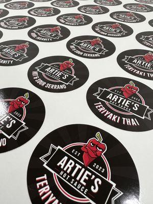 Custom Vinyl Labels for Artie's Hot Sauce