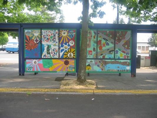 A mural painted onto the shelter.