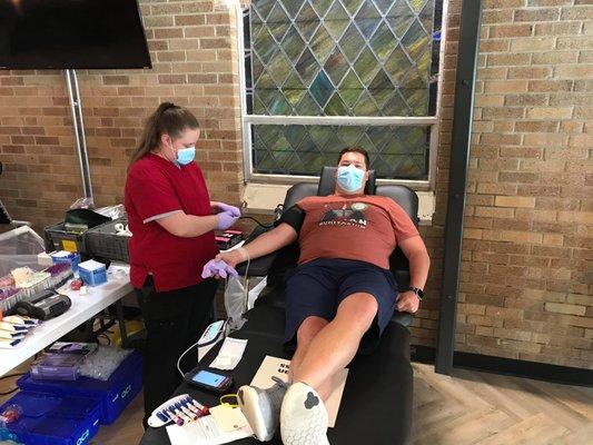 Blood drive with the American Red Cross