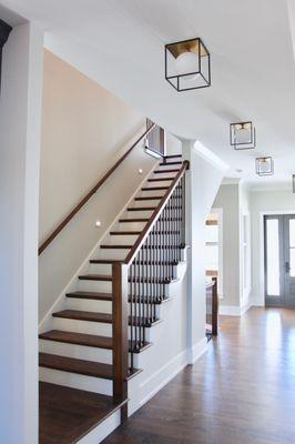 Custom built staircase with step lighting