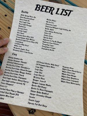 Beer list