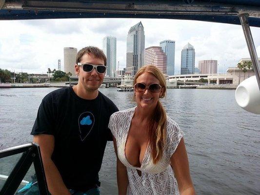 Motorboating out of Davis Island Yacht Club with a view of Downtown Tampa