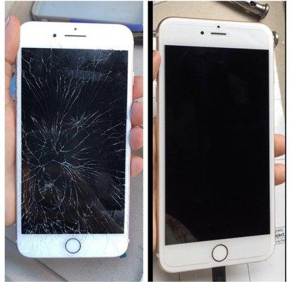 iPhone 8 Plus front screen repair. All of our repairs have 90 day warranty.