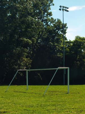 One of the soccer goals at the Ft Foote Neighborhood Recreation Center.