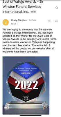 2022 Best Funeral Home Vallejo