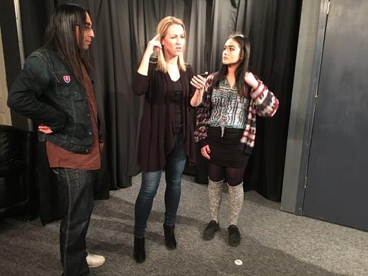 Michelle Davidson working with Bianca and Sinuhe during the Director's Cut On Camera Workshop.