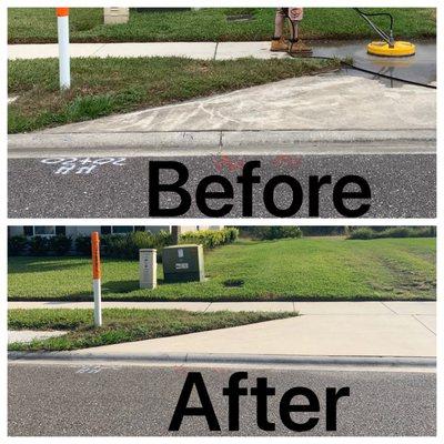 Our driveway cleaning services leave concrete curbs and sidewalks shining!