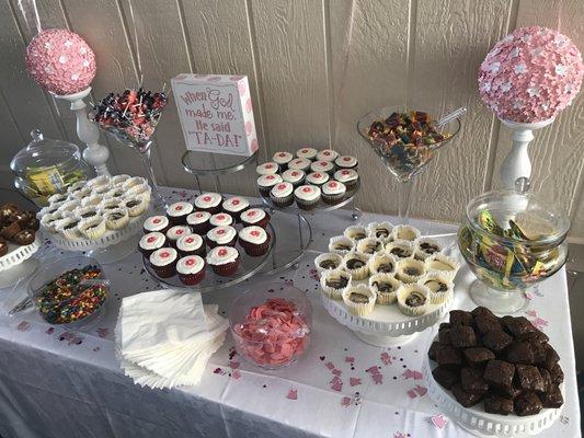 Welcome home baby dessert and candy table.