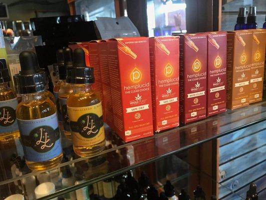 Local Hemp Village carries a variety of Hemplucid CBD products, including water soluble oil and CBD gummy bears.