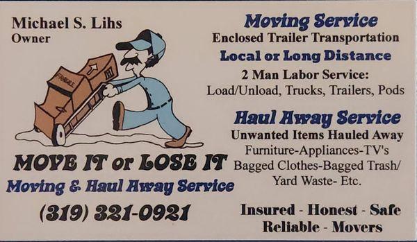 Local & Long Distance Mover.
Discounted moves to Florida