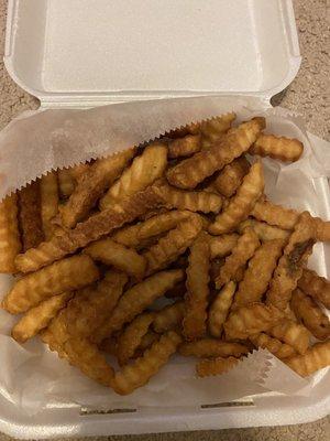 Burnt Fries that were cold on the inside